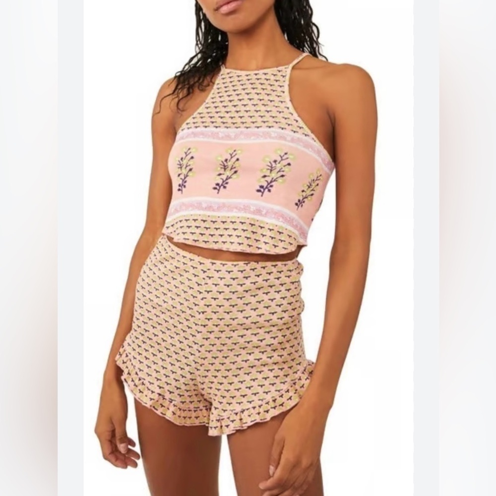 Free people one Petra short pajama set blue size S/M